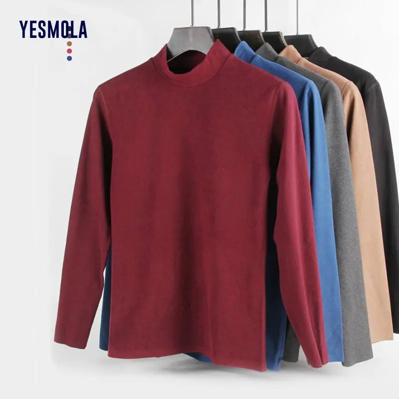 

2021 Autumn New Mock-neck T-shirts Men Long Sleeve Basic Top Casual Soft Comfortable Tshirt Plus Size Pullovers