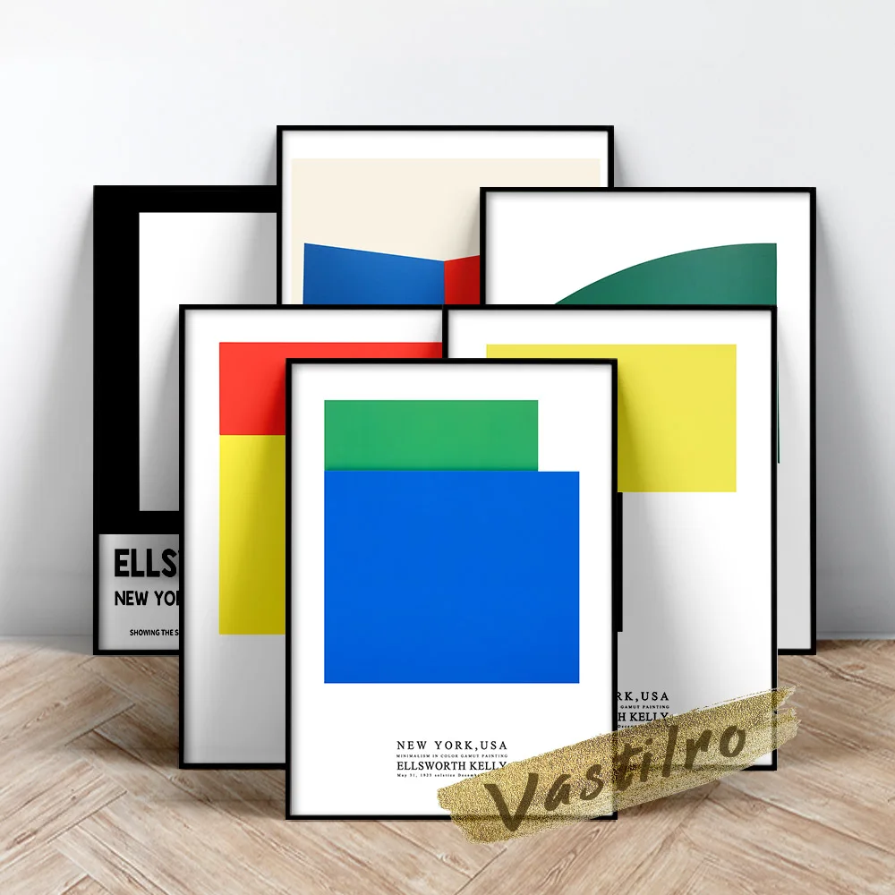 

Ellsworth Kelly Poster, Green Curve Hard Edge Art Prints, Abstract Geometry Wall Picture, Ellsworth Color Square Wall Stickers