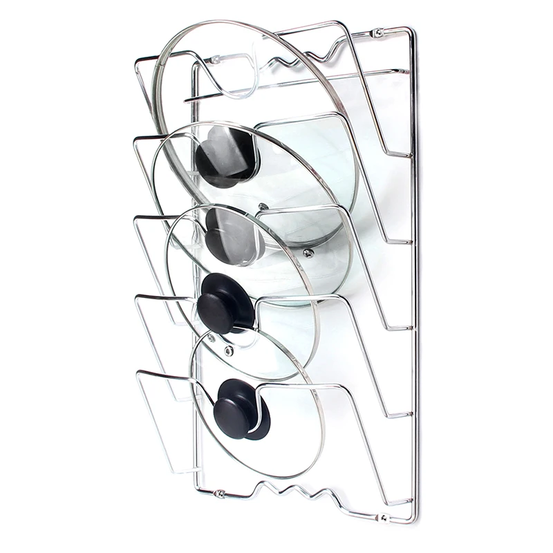 

Metal Clean Pan Lid Holder Anti-Fall Kitchen Accessories Pot Covers 5 Layer Holding Easy Install Save Space Storage Rack Tools