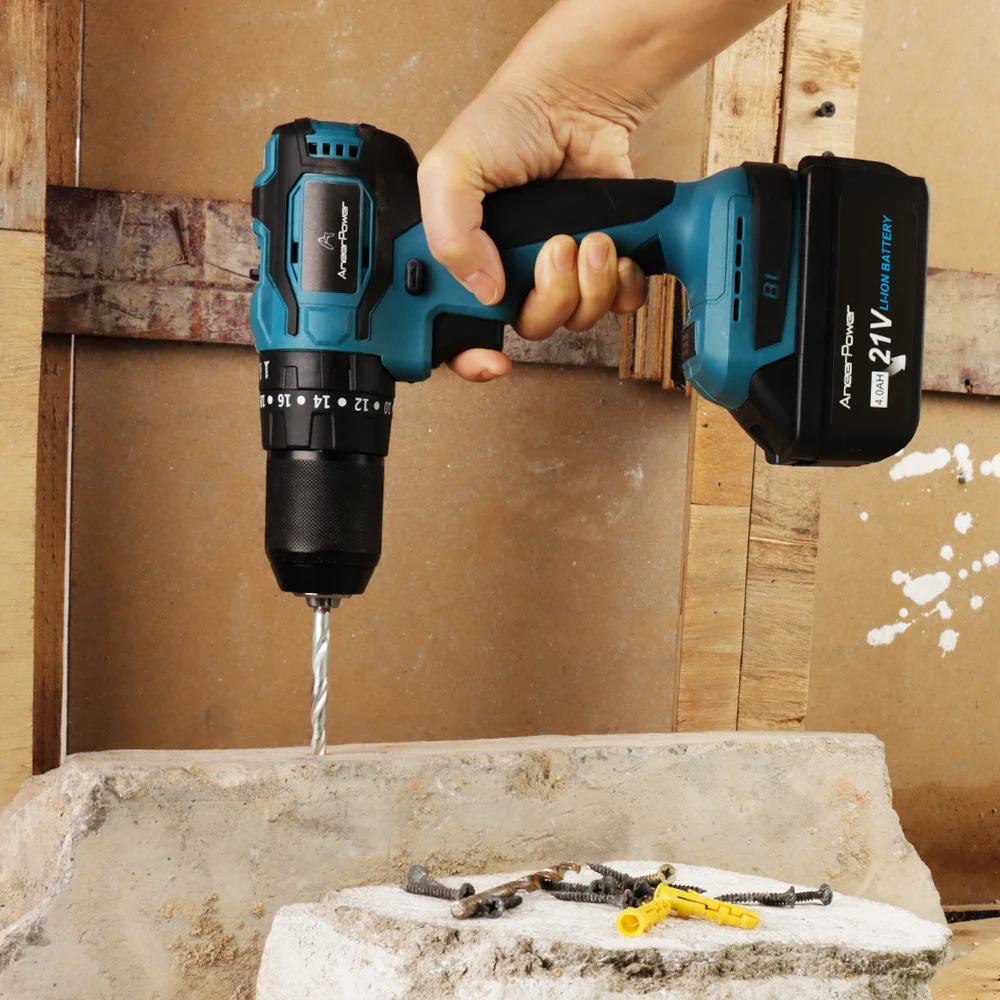 

21V Brushless Motor Impact Charging Drill 2 Speed Wireless Hand Mini Electric Cordless Screwdriver For Makita Lithium Battery