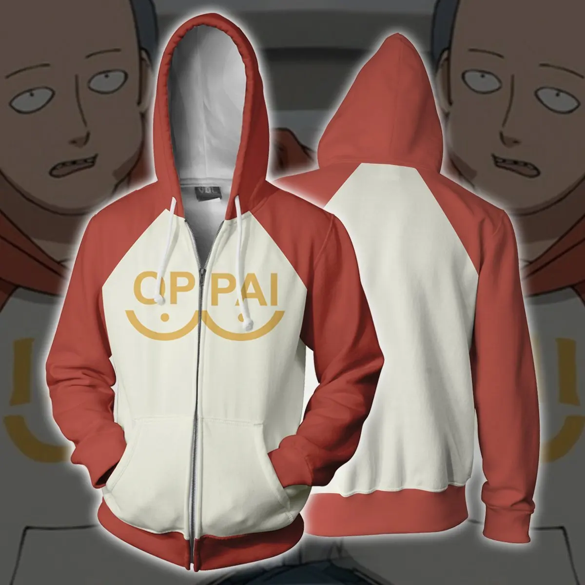 

Anime One Punch man Saitama Oppai Hoodie Sweatshirt Men Hoodies Long Sleeve Cosplay Costume Streetwear Hoody Jacket