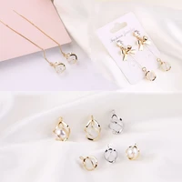 diy earrings accessories korean temperament earrings female versatile lovely earrings simple opal pearl earrings pendant