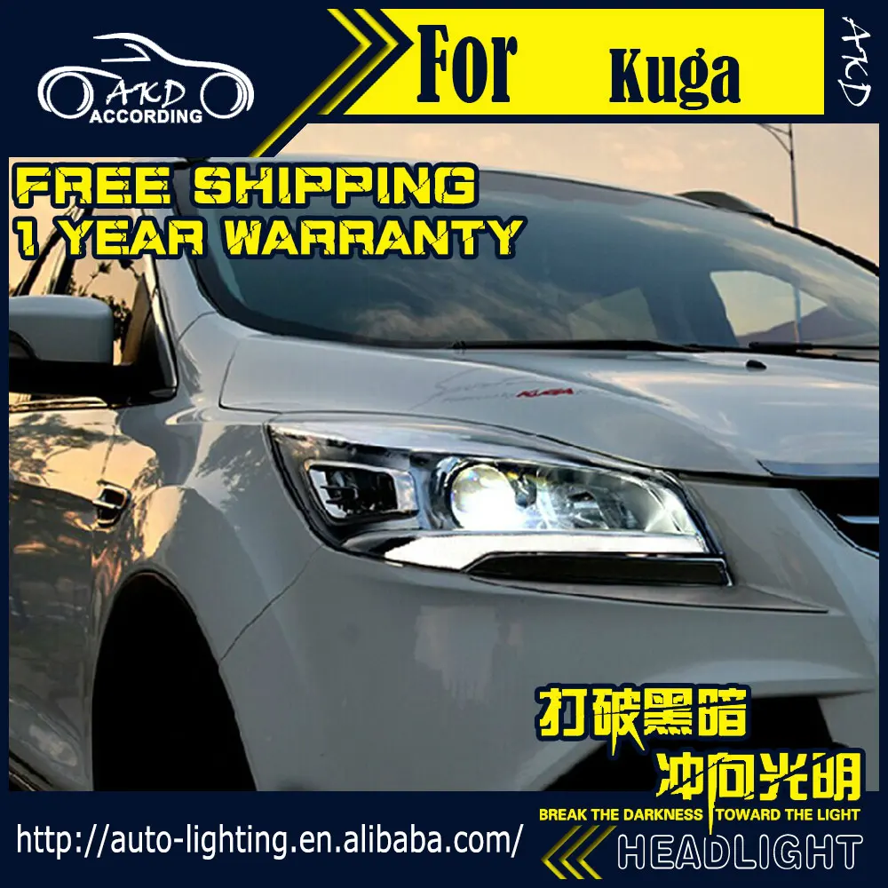 

AKD Car Styling Headlight Assembly for Ford Kuga LED Headlight 2014-2016 Escape DRL H7 D2H Hid Option Angel Eye Bi Xenon Beam