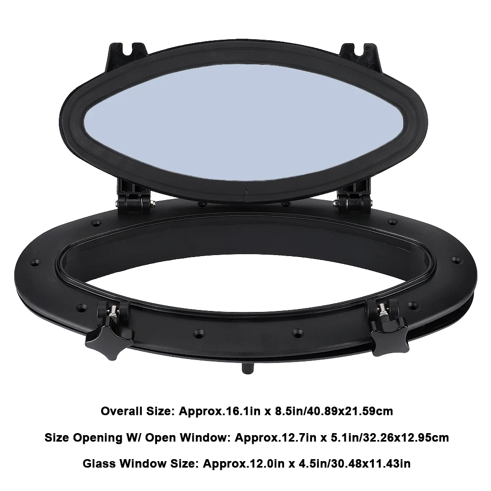 

Anti-Aging Anti-Ultraviolet Oval Porthole Portlight Window Port Hole Glass for Marine Boat Yacht RV Black Portlight Stalinite