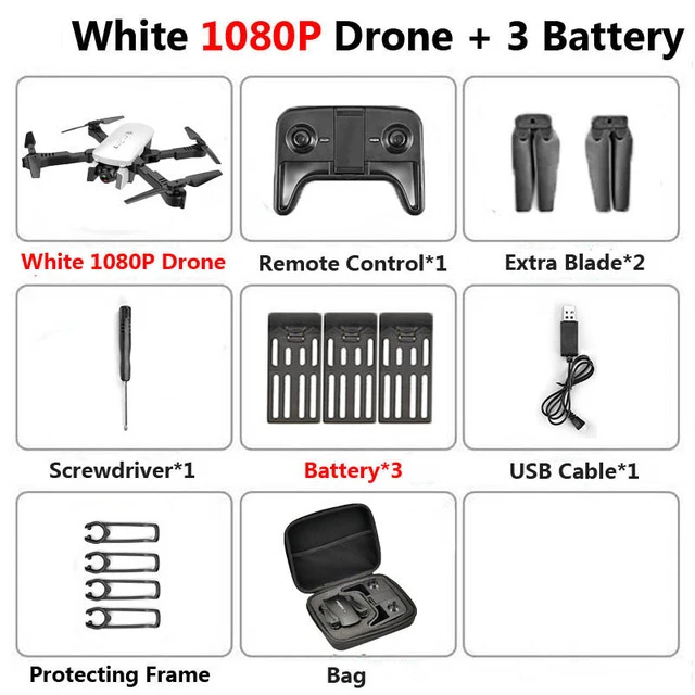 1080P 3BAT Bag Радиоуправляемый Дрон с 4K HD камерой FPV Wi-Fi функция удержания высоты Selife Дрон складной Квадрокоптер Vs E58 SG106 M69 xs816 дроны - Цвет: 1080P 3BAT Bag