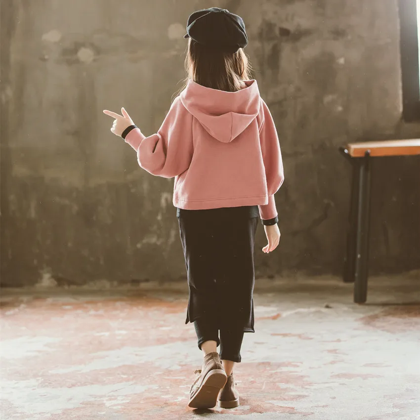 Свитер для девочек на осень и зиму Детские свитшоты повседневные Бархатные Топы