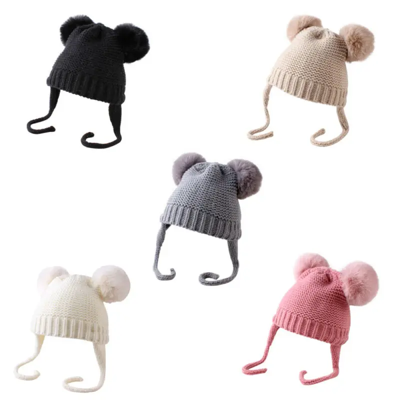 Citgeett Cute Winter Warm Kids Girls Boys Baby Hats Knitted Wool Hemming Caps With Ball | Детская одежда и обувь