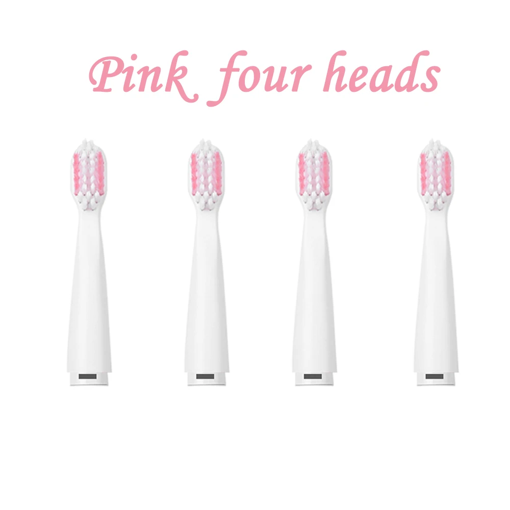 Pink four heads Электрическая зубная щетка, звуковая волна, перезаряжаемая, высокое качество, умный чип, головка зубной щетки, сменная отбеливающая зубная щетка - Цвет: Pink four heads