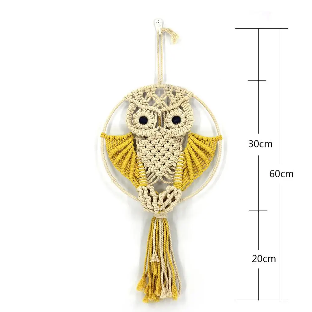 

Hand-Woven Wall Hanging Boho Chic Bohemian Room Geometric Tapestry Owl Lace Art Apartment Dorm Room Decoration