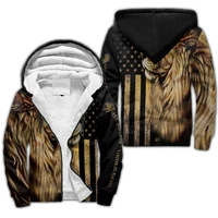 one nation under god lion 3d printed fleece zipper hoodies men women winter warm plus velvet jacket cosplay costumes casual coat