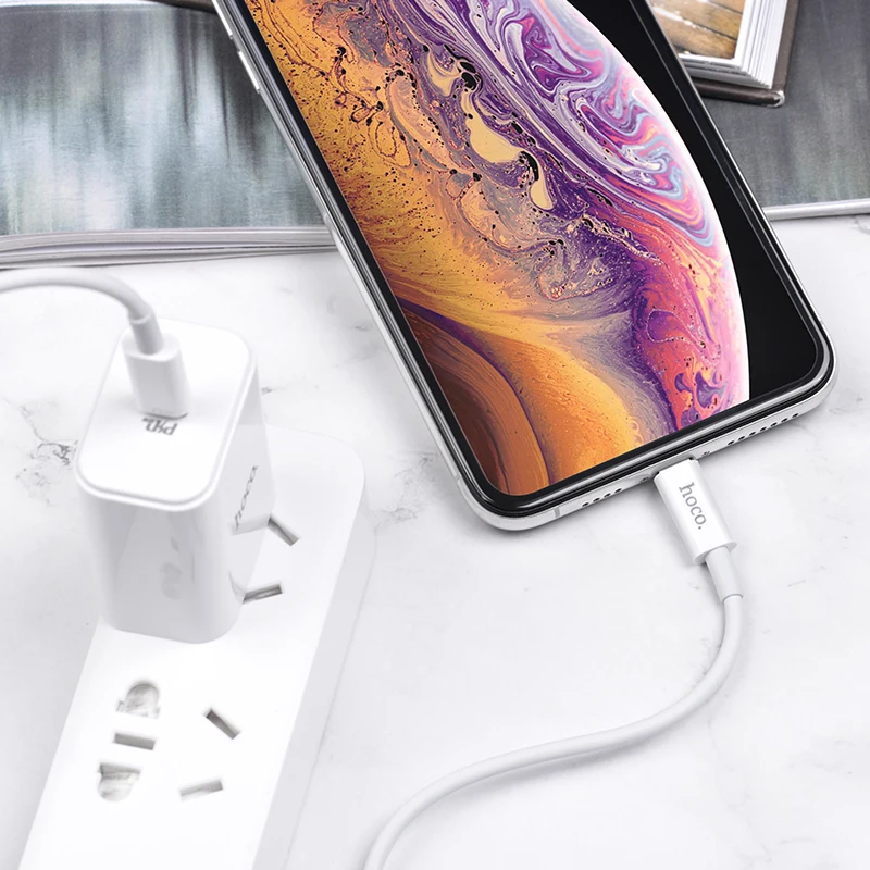 HOCO 18 Вт PD usb type C кабель для iPhone X Xr XS Max type C зарядный кабель для iPhone 7 8 6 Plus iPad кабель для передачи данных