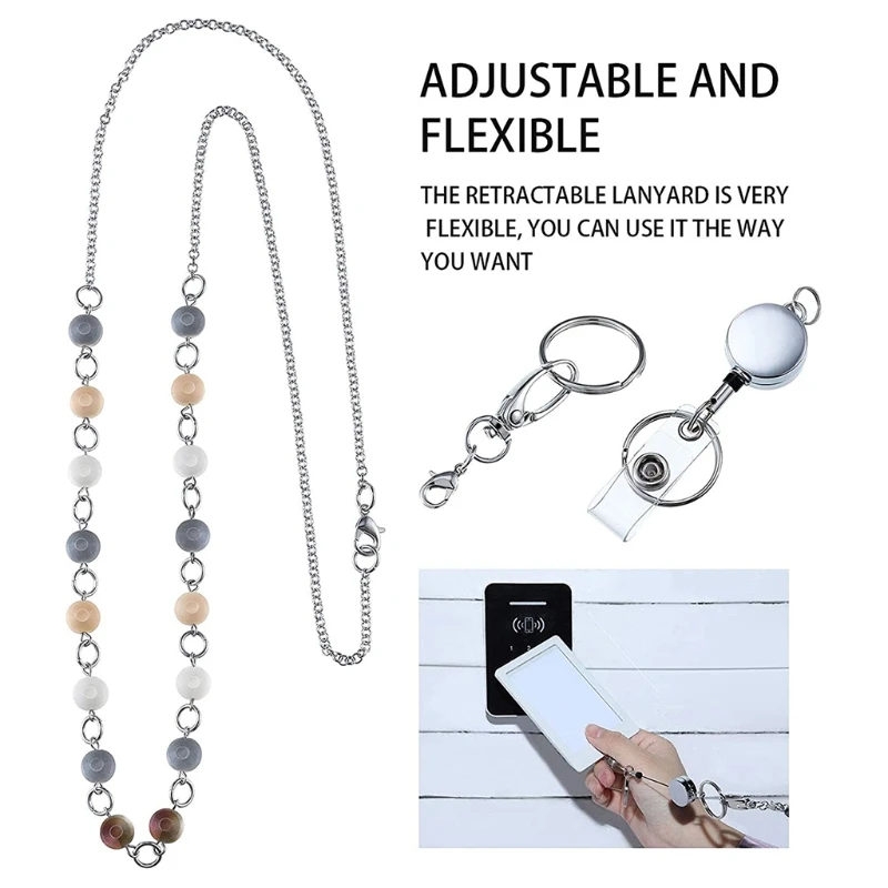 

Leaves Retractable Name Badge Reel Lanyard with ID Card Holder Necklace Women 83XF