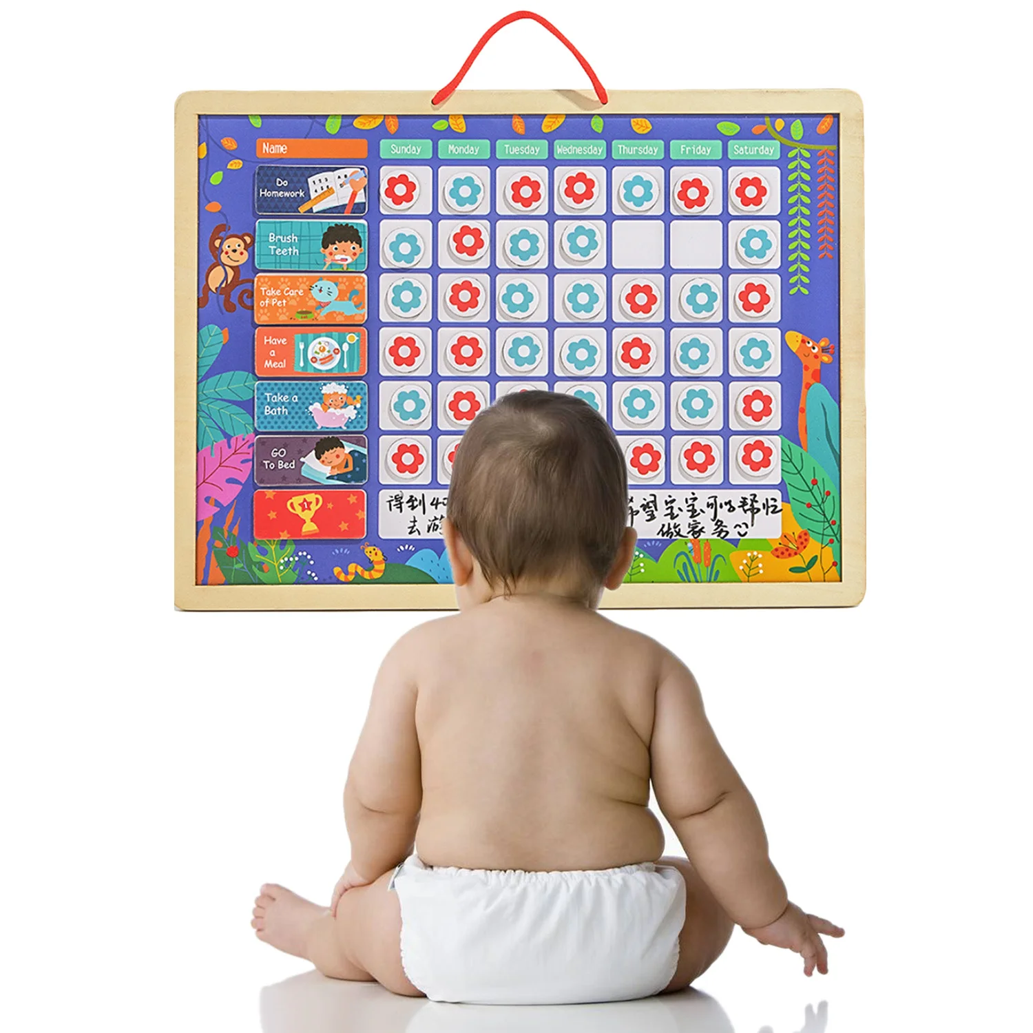 Besegad Magnetic Reward Activity Responsibility Chart Calendar Schedule Educational Learning Toys for Kids Children Target Board |