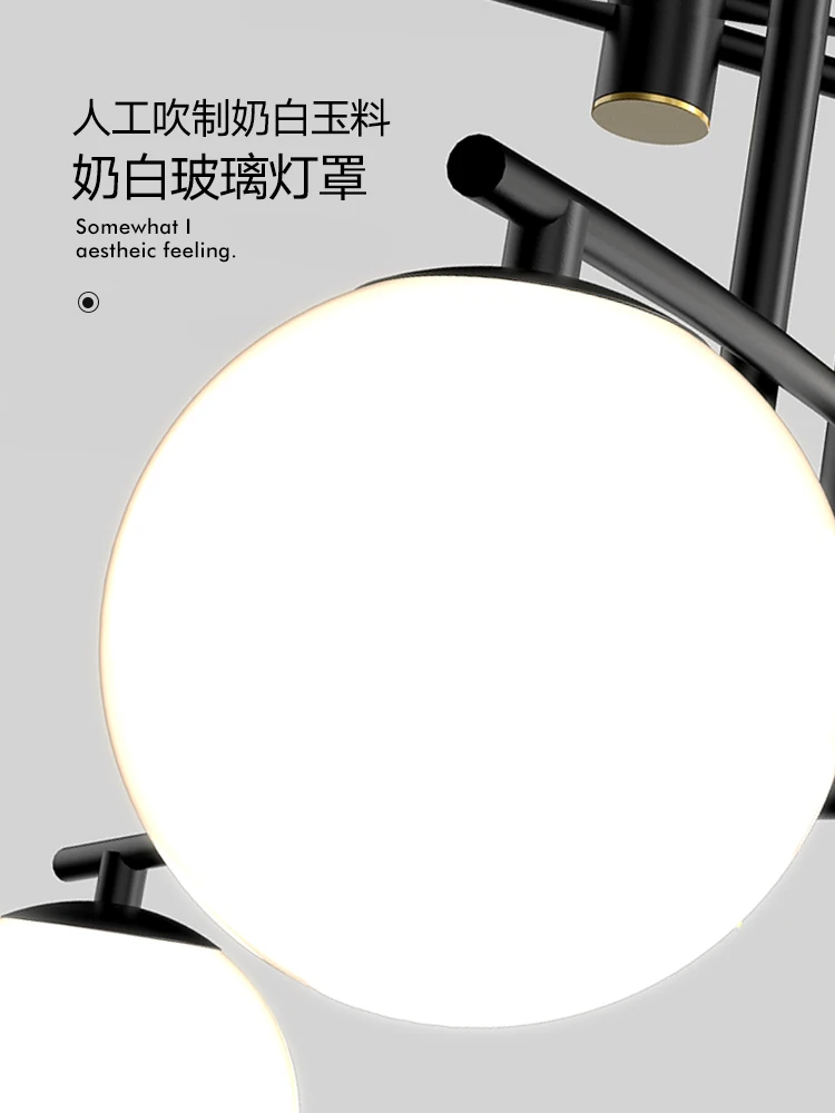 

Black Or Gold LED Chandelier Lighting For Dining Living Room Bedroom Home Deco Hanging Lamp Glass Ball Modern Creative Fixtures