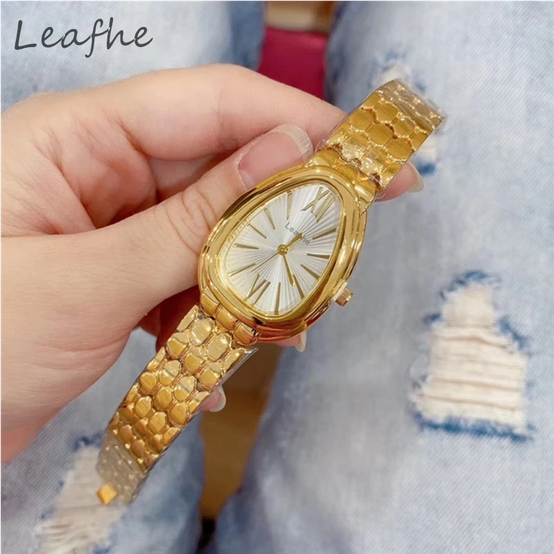 Новые модные женские кварцевые часы с браслетом циферблат в форме змеиной головы