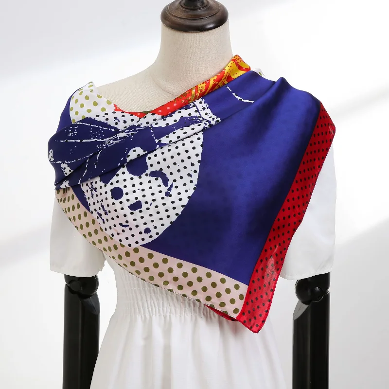 

Sweet Silk Scarf Female Multicolor Printed Dot Square Spot Silk Ribbon Headband