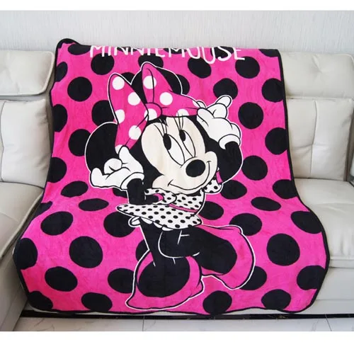 minnie 3 Фланелевое Одеяло в черный и белый горошек с рисунком Минни Маус, 117x152 см, для девочек, на кровать, диван, детский подарок на день рождения - Цвет: minnie 3