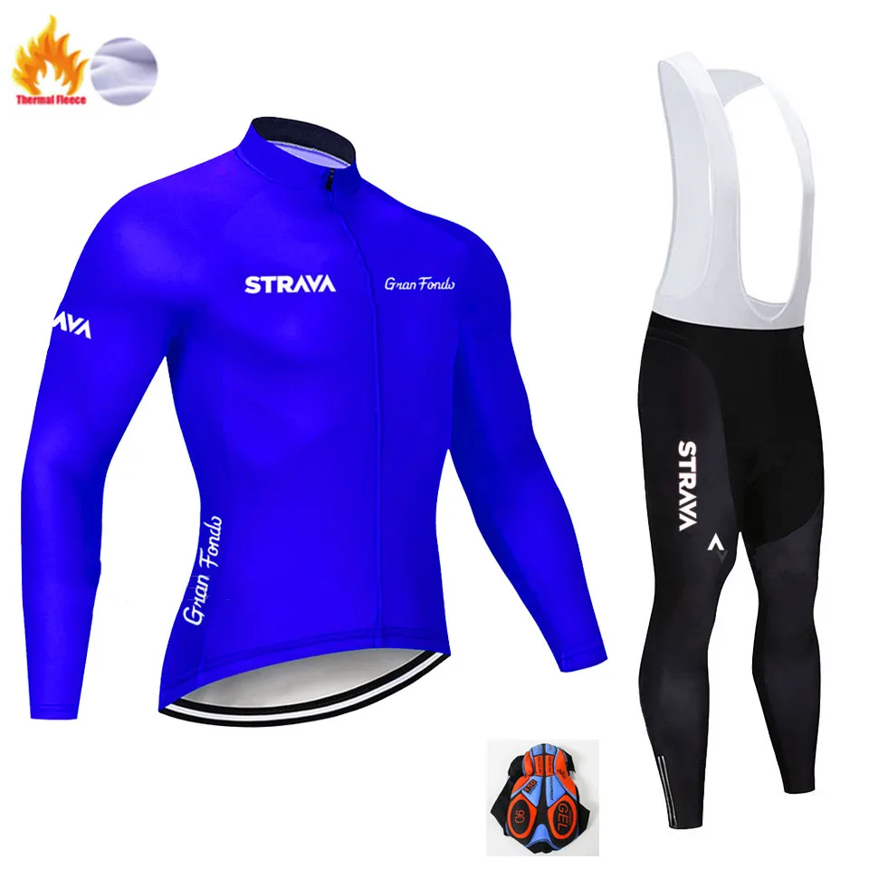 Winter Cycling Suit Strava, длинный рукав, Майо, Ropa Ciclismo Invierno, термо флис, велосипедная команда, Велоспорт, Джерси, набор, зима, MTB, одежда для велосипеда - Цвет: Winter Cycling Suit
