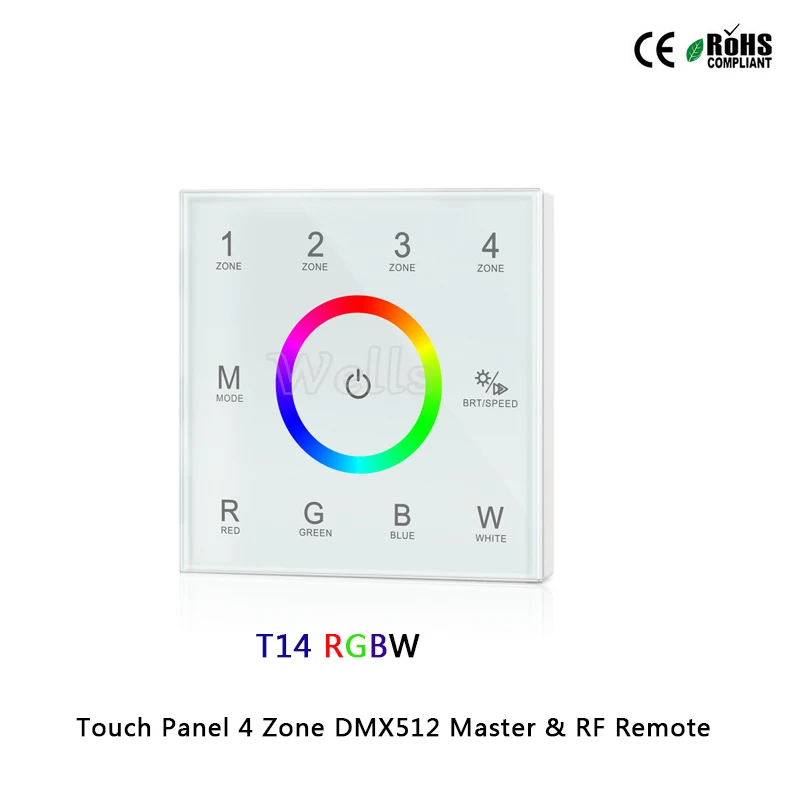 T11/T12/T13/T14 Сенсорная панель 4 зоны RGB DMX512 Master & RF пульт дистанционного управления
