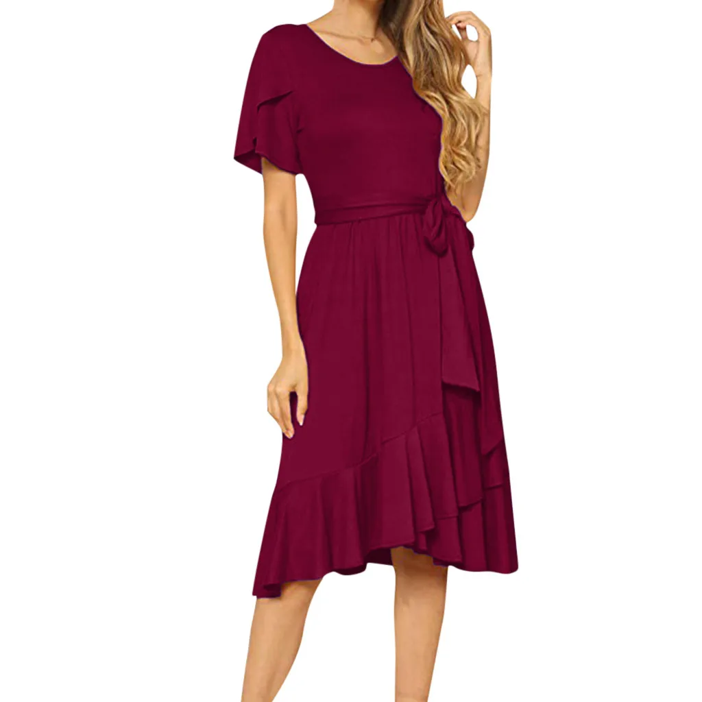 Элегантный Для женщин летние пикантные однотонные Повседневное короткий рукав