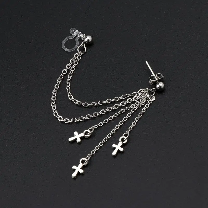 Корейские серьги подвески с крестом KPOP из титановой стали для мальчиков