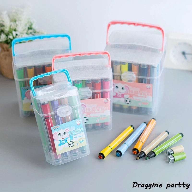 

12/18/24/36 Color Washable Children's Watercolor Pen Set With Seal Safe And Non-toxic Hexagon Bar