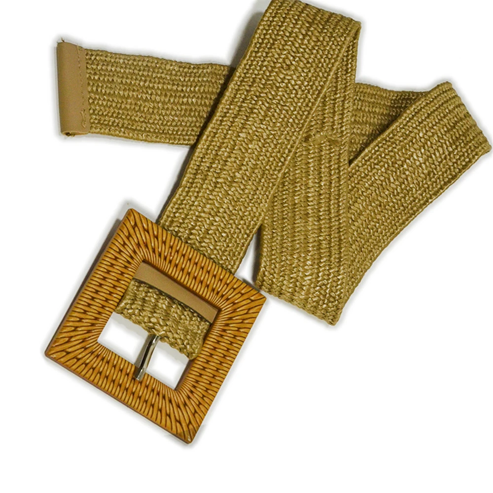 Женский вязаный пояс RAINIE SEAN винтажный широкий плетеный ремень с квадратной