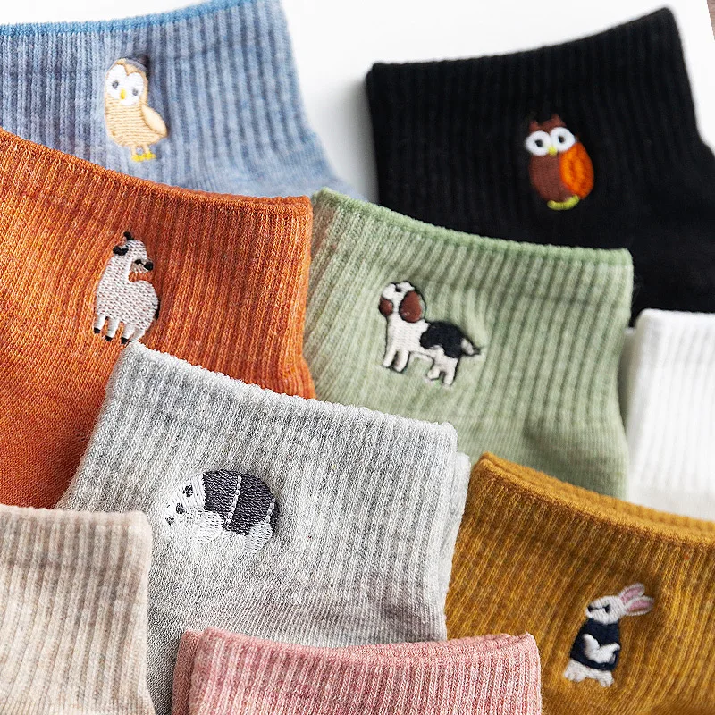 

cartoon socks funny animal print kawaii calcetines harajuku woman mujer kobieta skarpety korean chaussette cute happy women sock