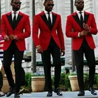 1 шт., Красный мужской пиджак, черный смокинг с лацканами, облегающий блейзер для жениха, мужской свадебный костюм, мужской смокинг, мужской пиджак 2020