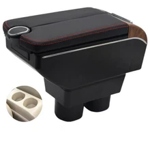 Car Nissan Versa Tiida Latio armrest storage box auto interior Leather car-styling central container Store content box