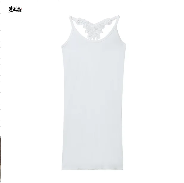 2020 Новое модальное женское кружевное платье средней длины без рукавов на