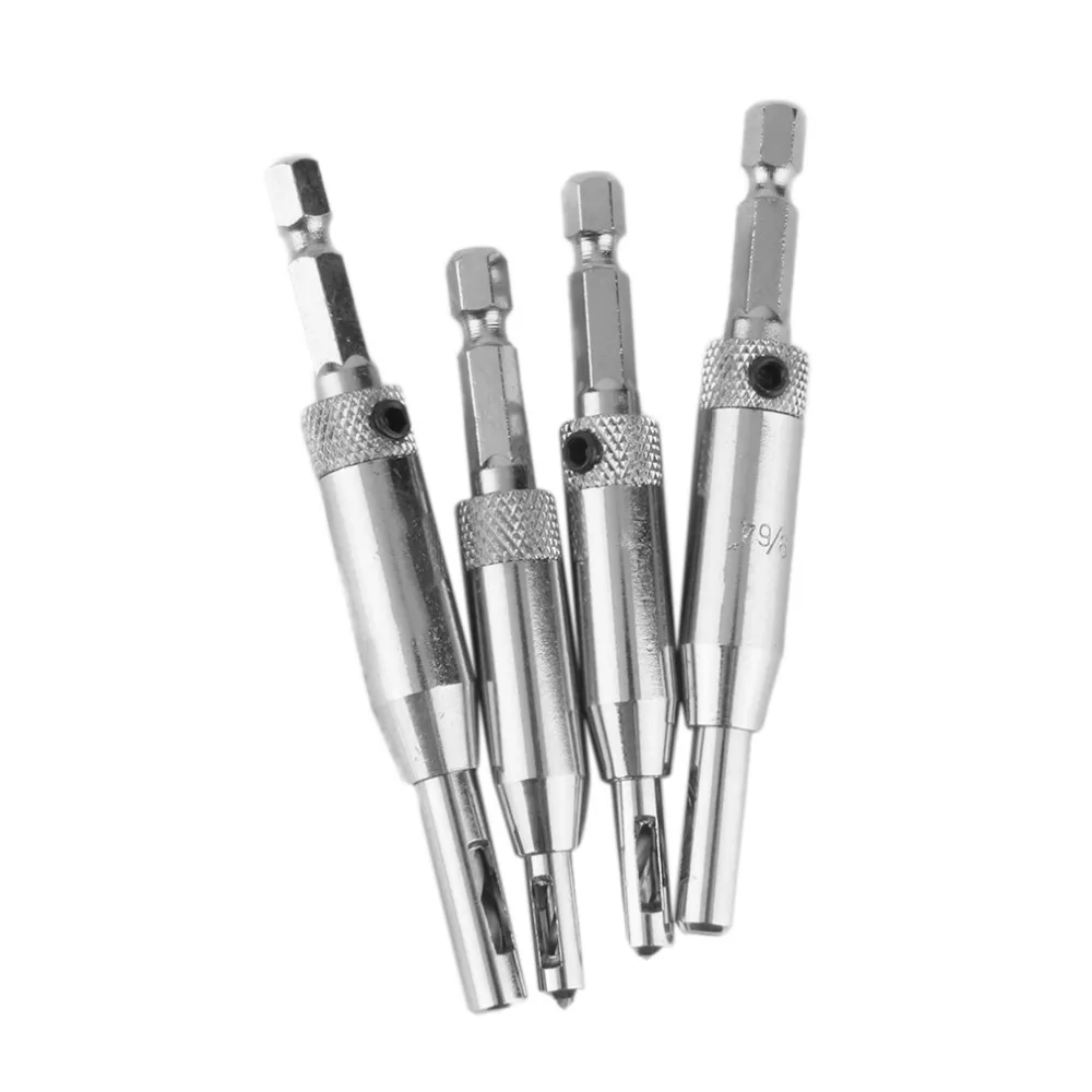 

Fixmee 5/64" 7/64" 9/64" 11/64" Self-Centering Hinge Wood Reaming Drill Bits Tool Set