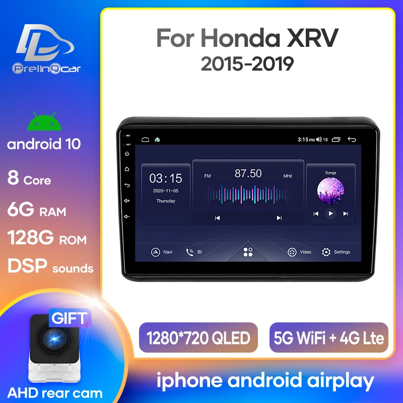 Prelingcar Android 10 0 для Honda XRV 2015 16 17 18 19 Автомагнитола мультимедийный видеоплеер GPS