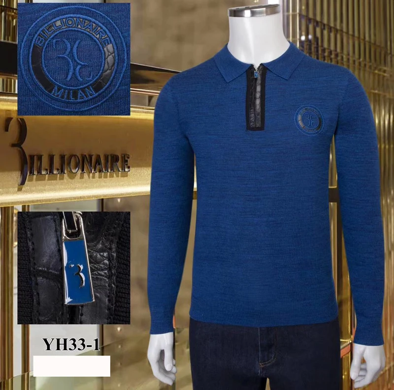 

Мужской свитер из воловьей кожи, с вышивкой, на молнии