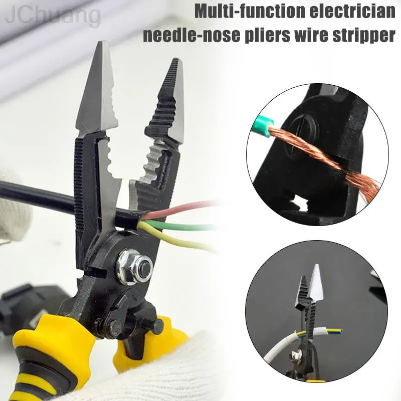 

8 Inch Electrician Cutting Pliers Crimping Stripping Pliers Hand Tools Wire Stripper Cable Cutter Crimper Multifunctional Nipper