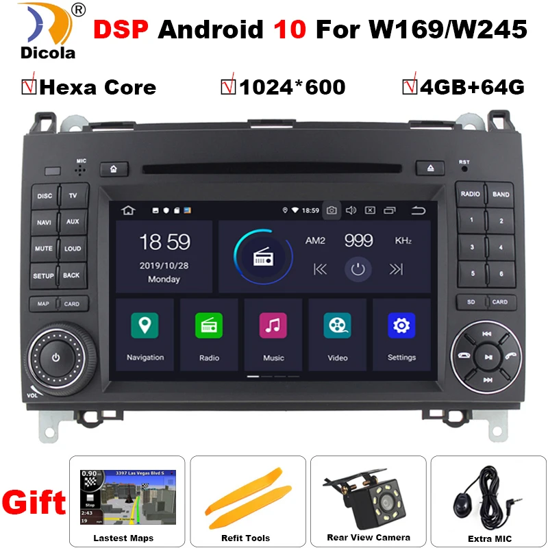 DSP Android 10 для Mercedes Benz Sprinter B200 W209 W169 W245 B170 Vito W639 два DIN автомобильный DVD плеер радио GPS