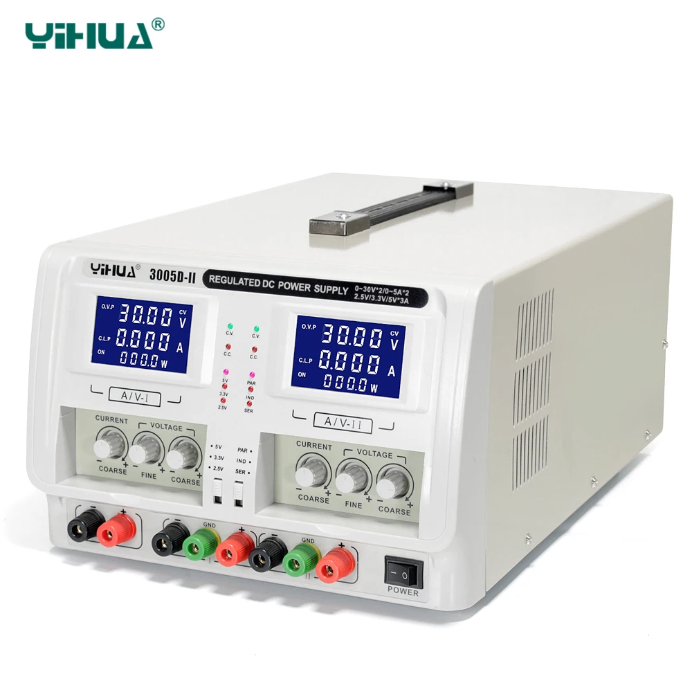 YIHUA 3005D-II DC источник питания регулируемый лабораторный двухканальный тройной выход 30 в 5A Регулируемый источник питания регуляторы напряжения