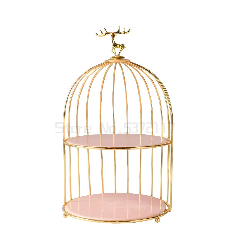 

Dessert table decoration double-layer ceramic cake tray fruit tray storage rack decoration table tray