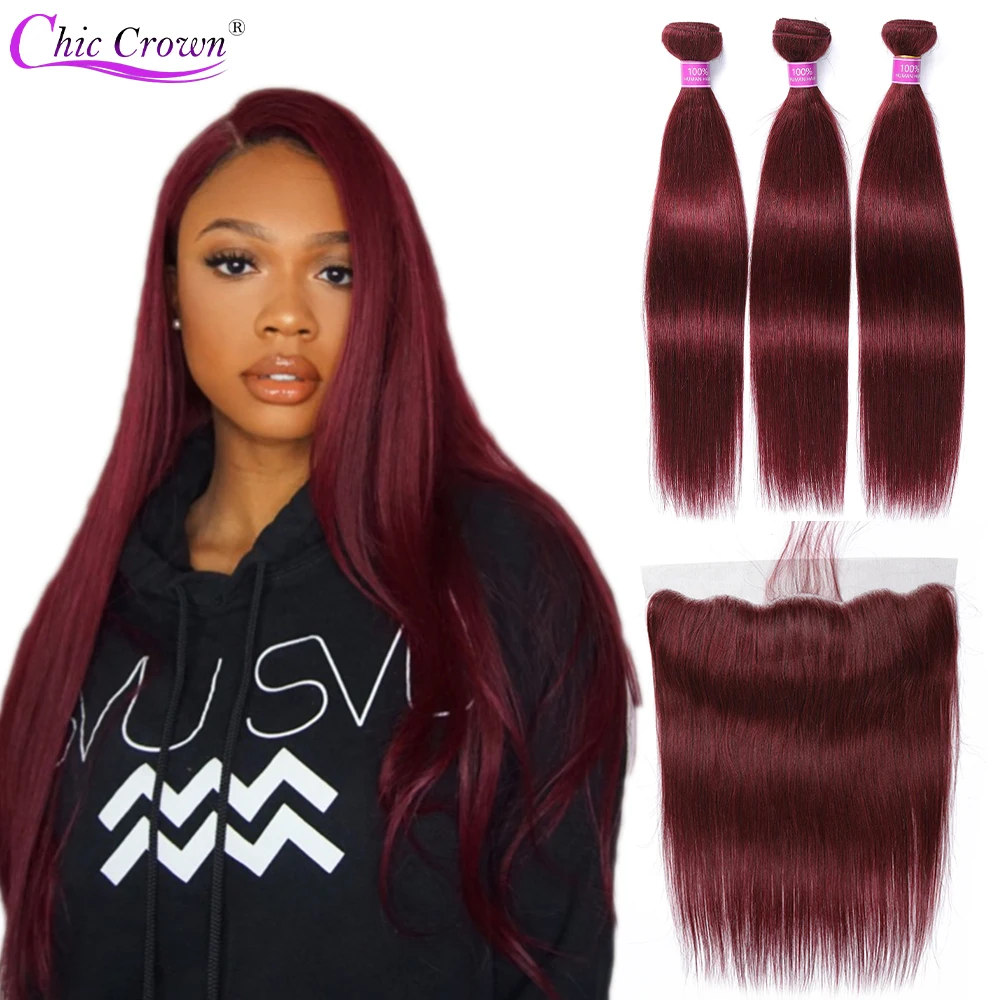 99J пряди с фронтальной цветной Красной бразильские человеческие волосы головкой