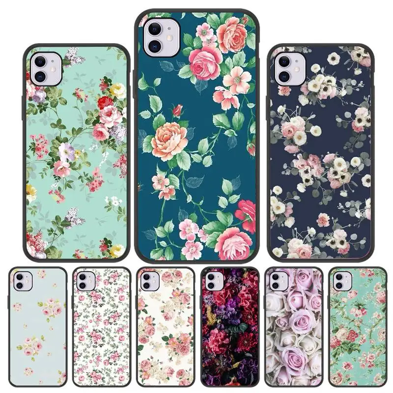 

Vintage floral Phone Case For Iphone 5 SE 2020 6 6s 7 8 plus X Xr XS 11 12 Mini Pro Max Fundas Cover