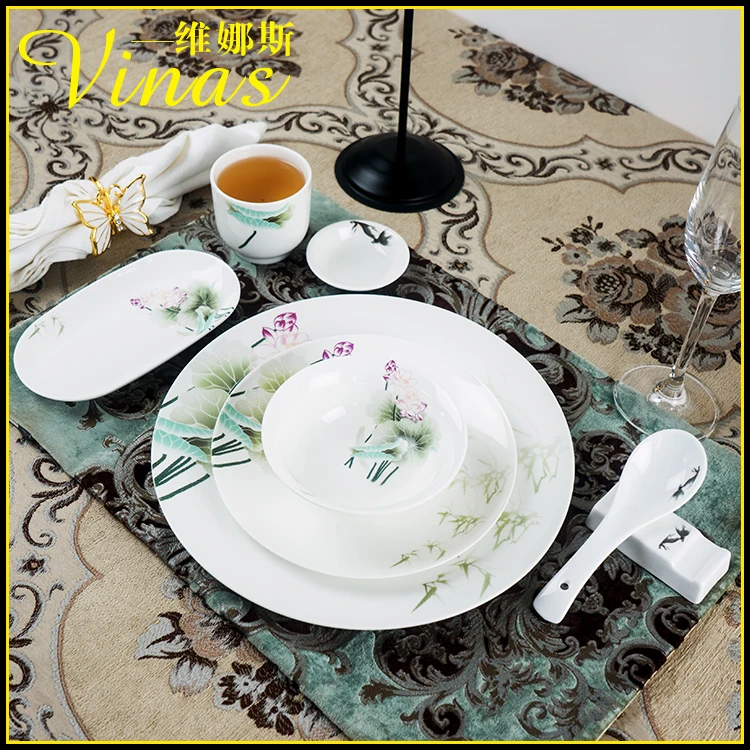 Европейский стиль керамический набор посуды Золотая инкрустация фарфоровая