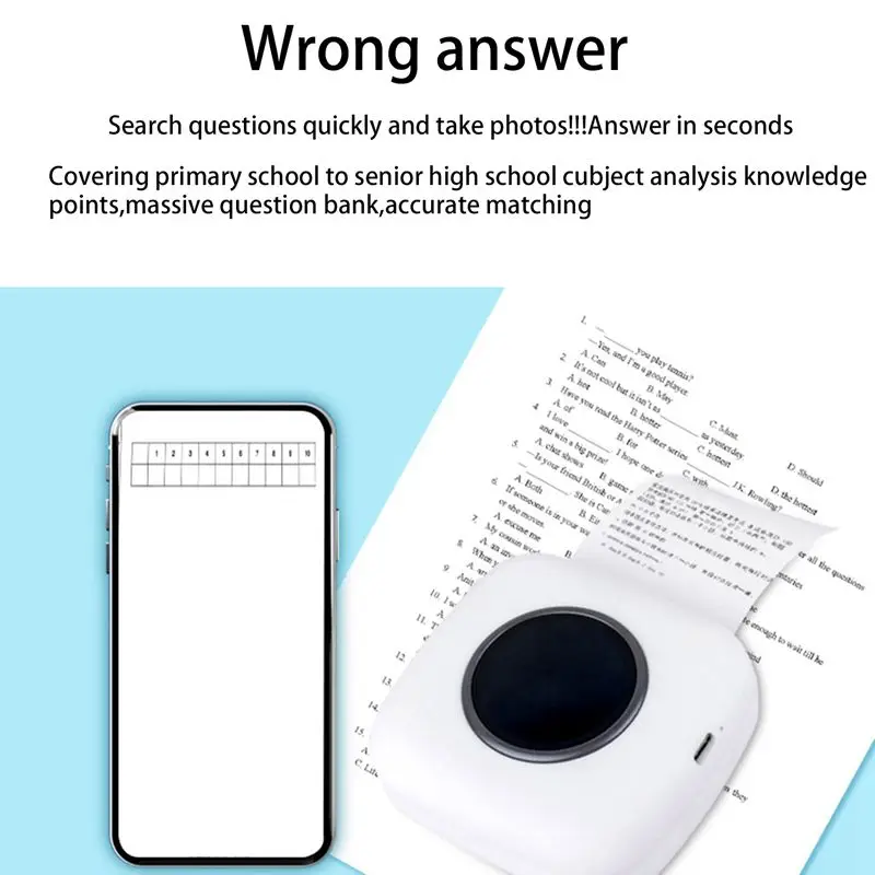 

Thermal Printer Label Memo Receipt Paper Printer Pocket Photo Bluetooth Mini Printer with 1 Roll Printer Paper 58 x 30mm