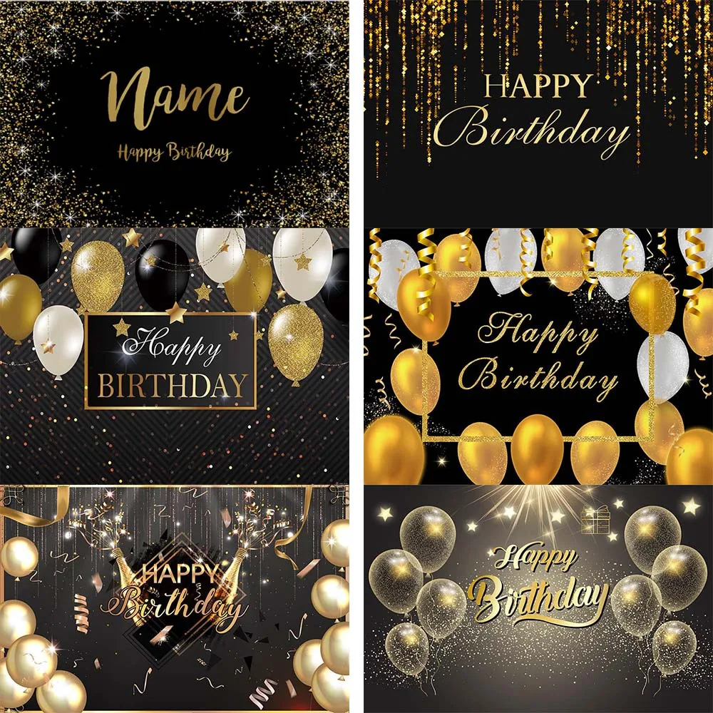 

С Днем Рождения Золотой блестящий фон для фотографии воздушные шары мерцающие Мерцающие Звезды Украшение для вечерние поставки фото фон