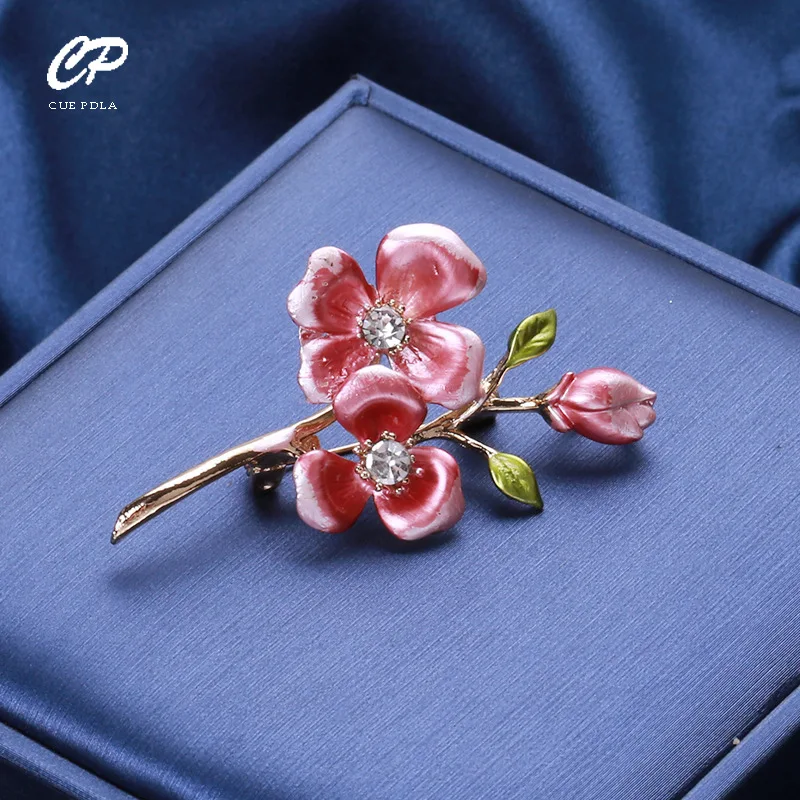 

Retro Colors Plum Brooches Pin Alloy Collar Flower Brooch Woman Mother Day Gift