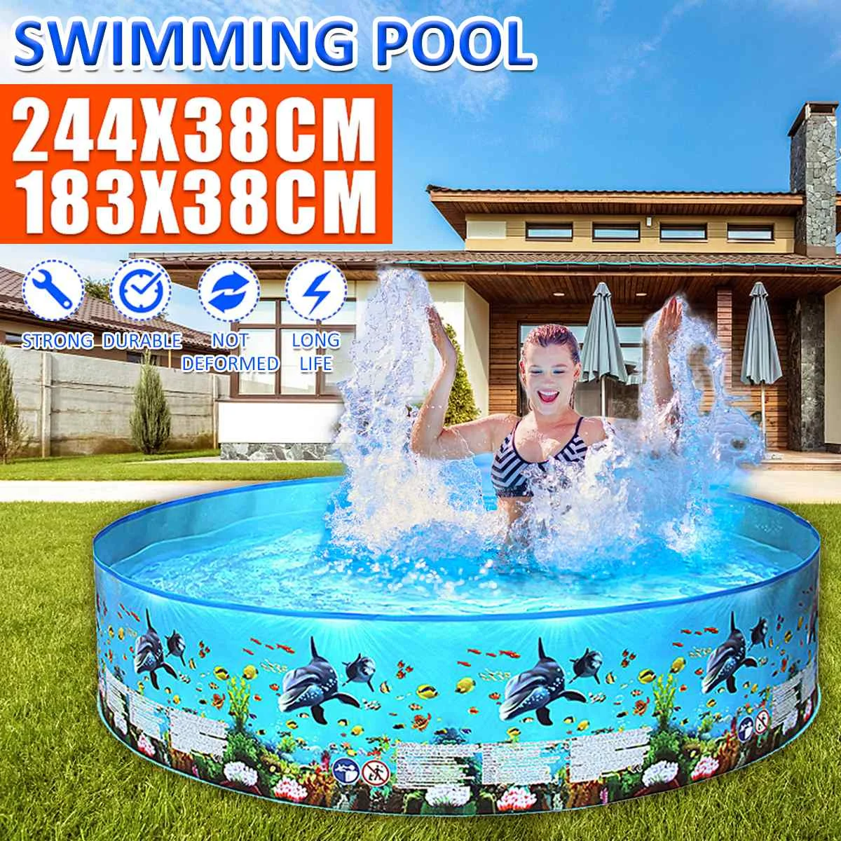 

183/ 244cm No Need Inflatable Swimming Pool Summer Children Paddling Pools Removable Game Large pools for family Above ground