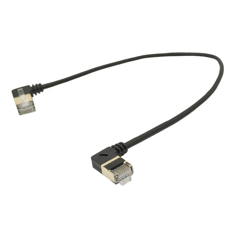 Кабель RJ45 Ethernet CAT 7 диаметр сечения 4 мм UTP с изгибом 90 градусов 10 Гбит/с |