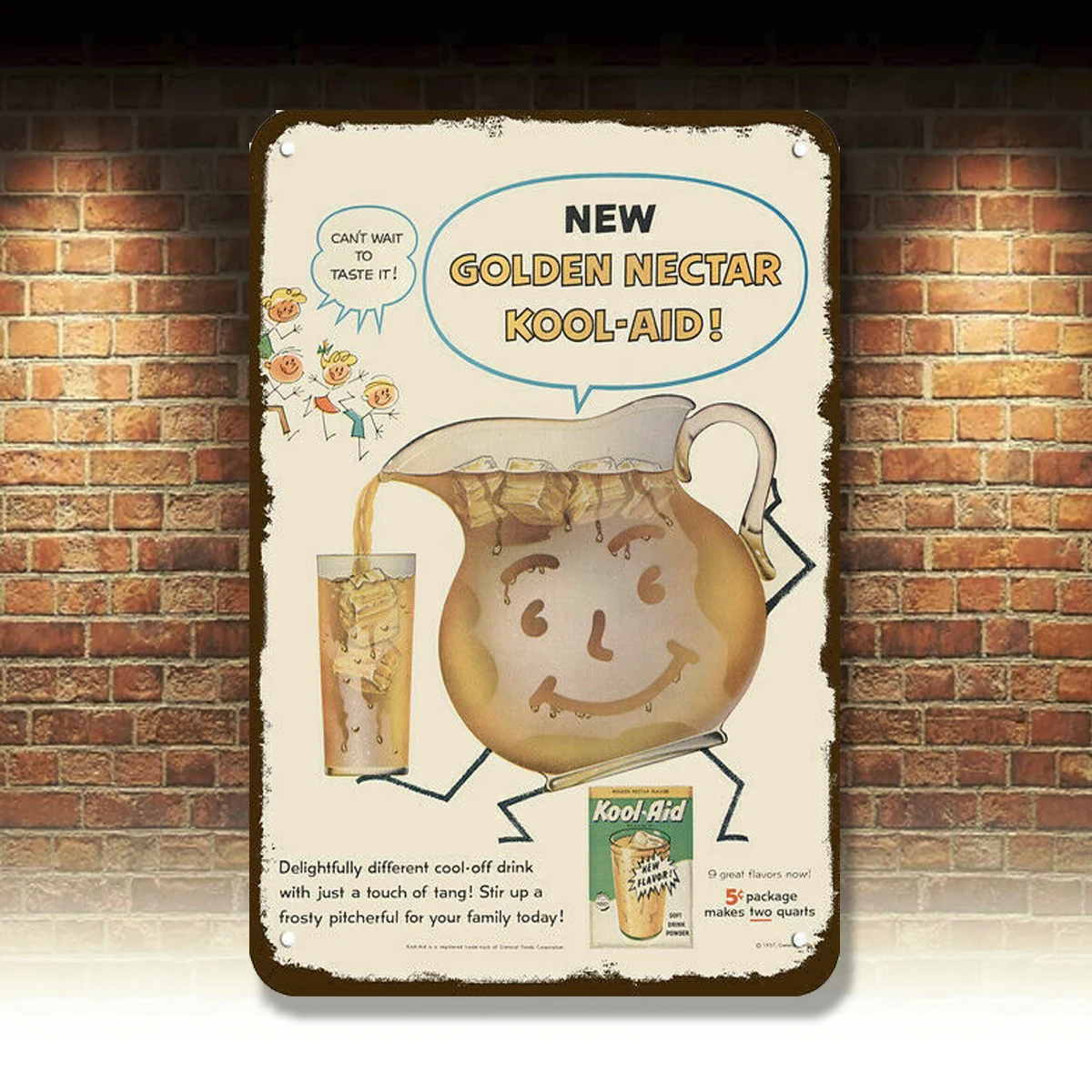 

1957 KOOL-AID GOLDEN NECTAR Vintage Look DECORATIVE METAL SIGN - SMILING PITCHER