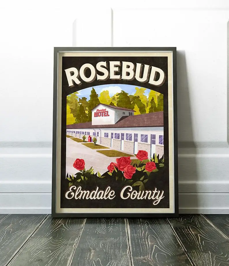 

Rosebud Motel Elmdale County Retro Vintage Travel Poster Inspired by Schitt’s Creek