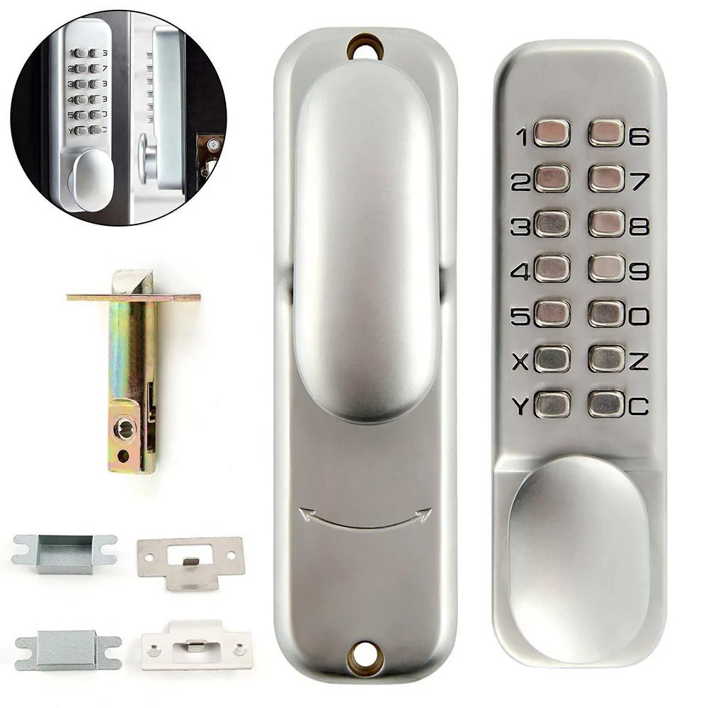 

Push Button Mechanical Digital Combination Code Door Lock Keyless Access Satin
