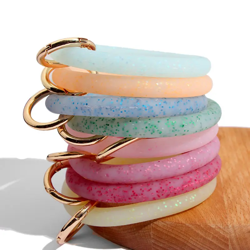 JJFOUCS модный разноцветный силиконовый браслет петля круглая застежка брелок для